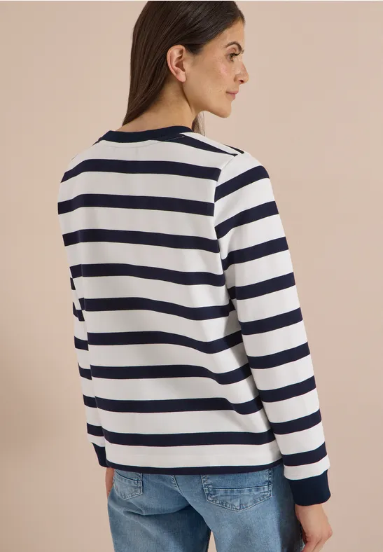 Gestreiftes Sweatshirt mit Tunnelzug-Saum