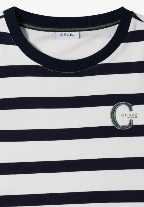 Gestreiftes Sweatshirt mit Tunnelzug-Saum