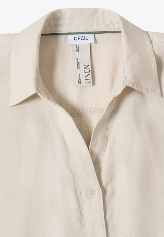 Leinen-Hemdbluse mit überschnittenen Schultern