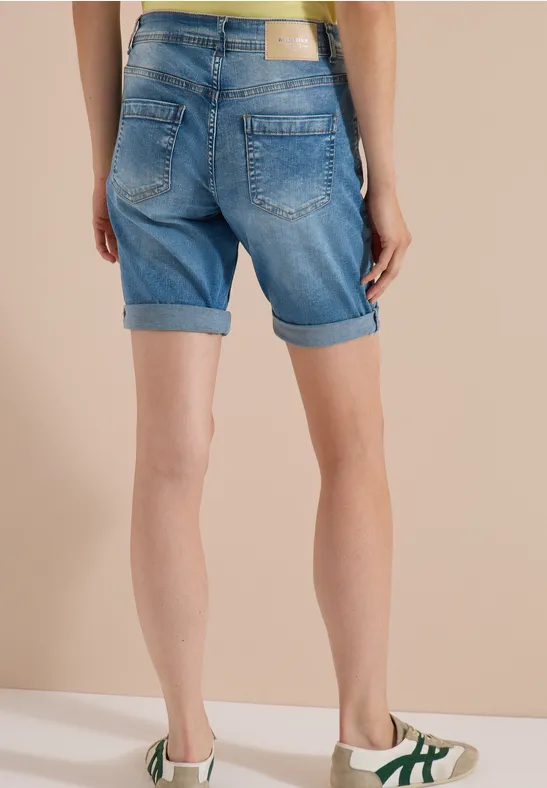 Slim Fit High Waist Jeansshorts