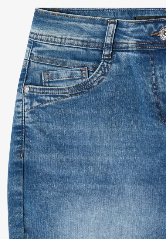 Slim Fit High Waist Jeansshorts