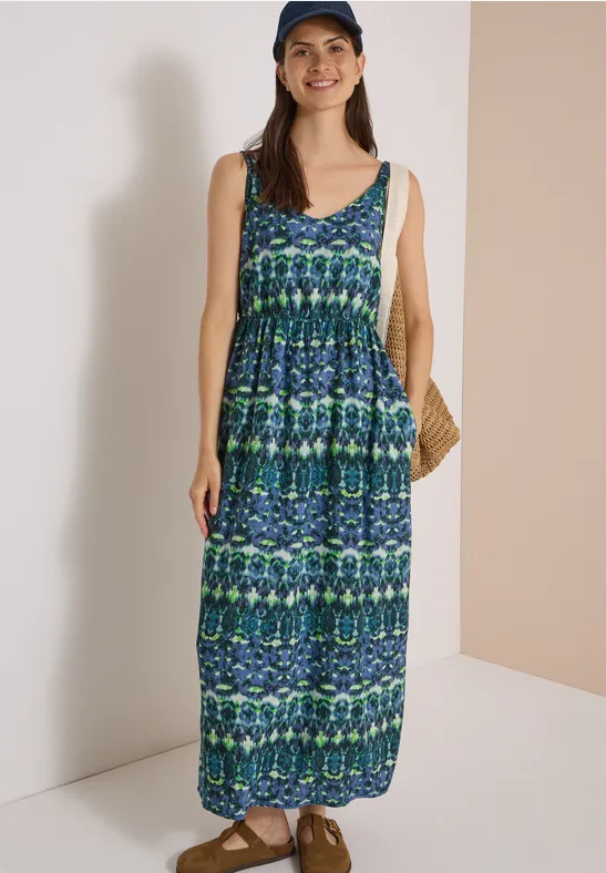 Maxikleid mit Grafikprint und V-Ausschnitt