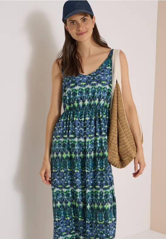 Maxikleid mit Grafikprint und V-Ausschnitt