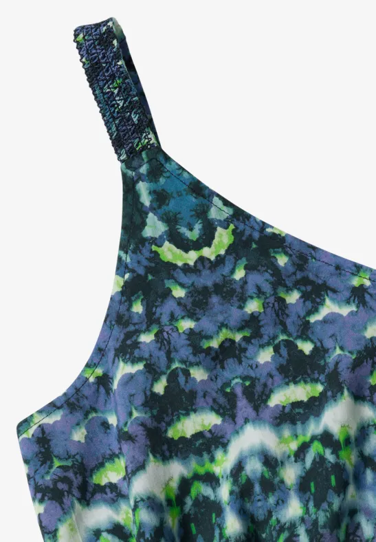 Maxikleid mit Grafikprint und V-Ausschnitt
