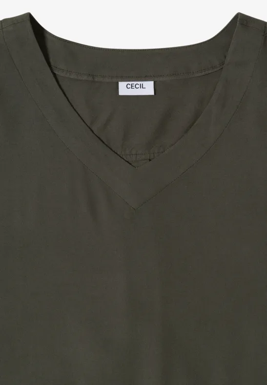V-Ausschnitt Blusenshirt mit Knotendetail