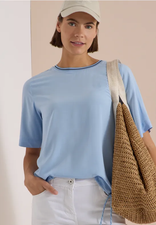 Lockere Kurzarm-Bluse aus Viskose