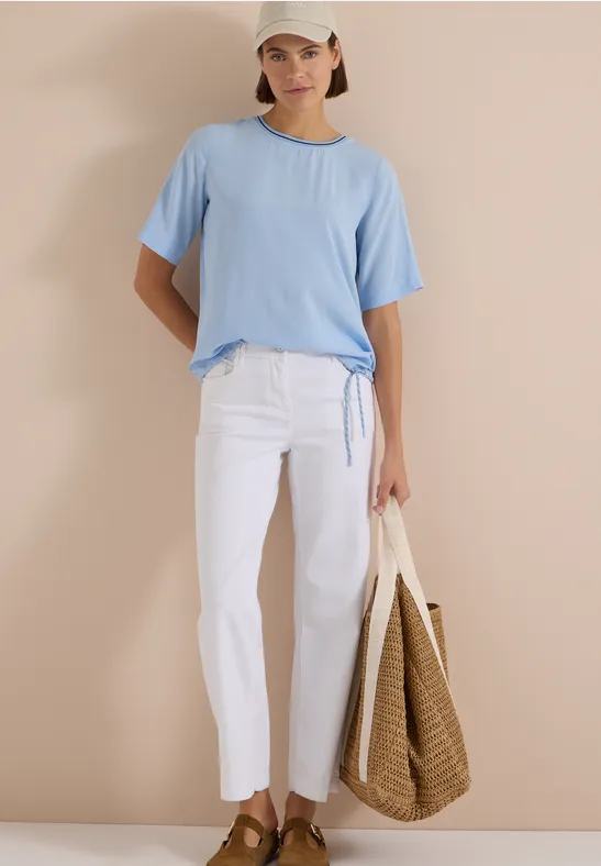 Lockere Kurzarm-Bluse aus Viskose