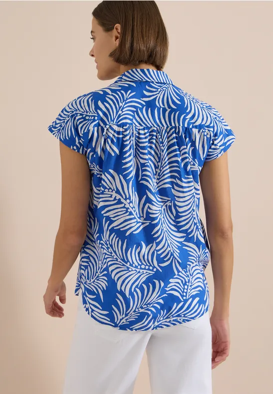 Kurzarm-Hemdbluse mit Blätterprint