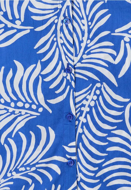 Kurzarm-Hemdbluse mit Blätterprint