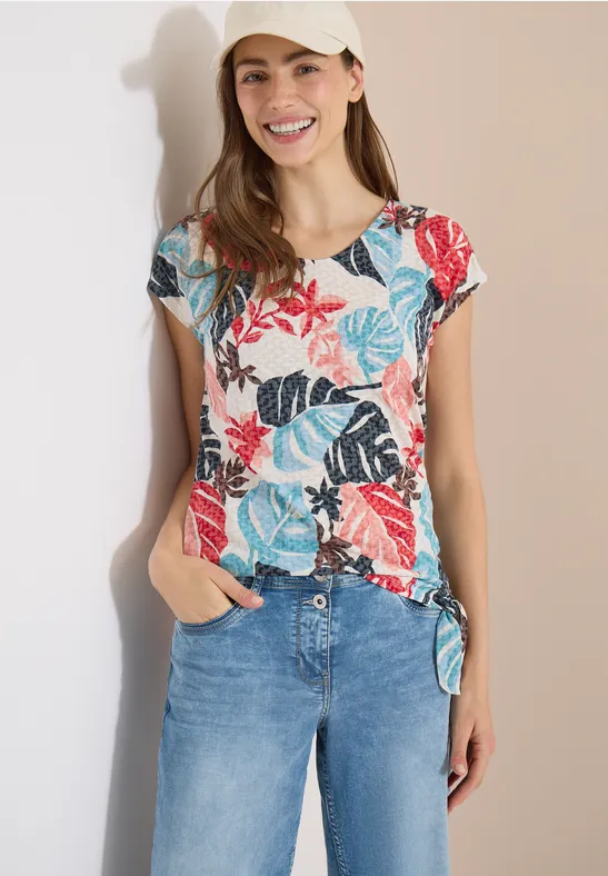 Ausbrenner T-Shirt mit Tropenmuster