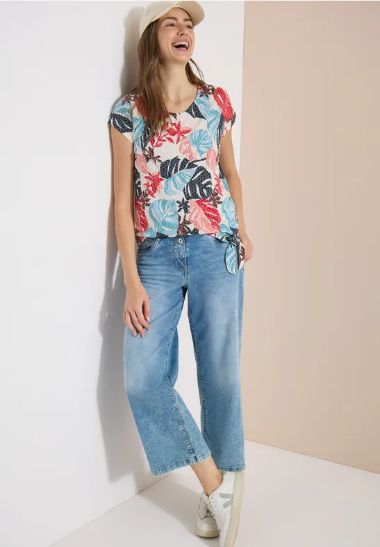 Ausbrenner T-Shirt mit Tropenmuster
