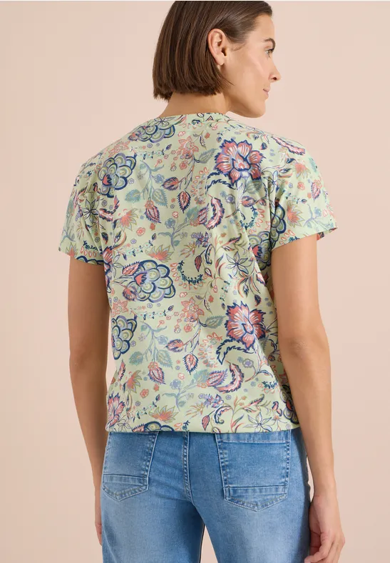 Tunika-Shirt mit Print und Split-Neck