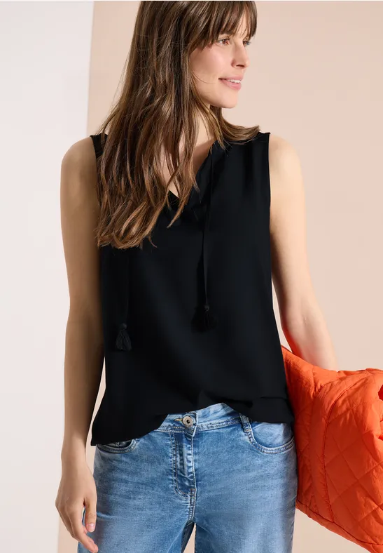 Ärmelloses Blusentop mit Split-Neck
