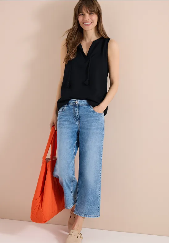 Ärmelloses Blusentop mit Split-Neck