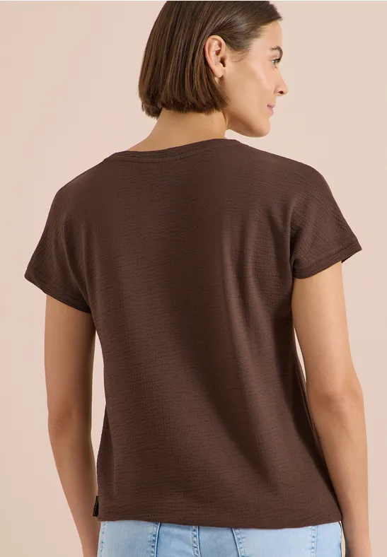 Strukturiertes Rundhals-T-Shirt mit Kurzarm