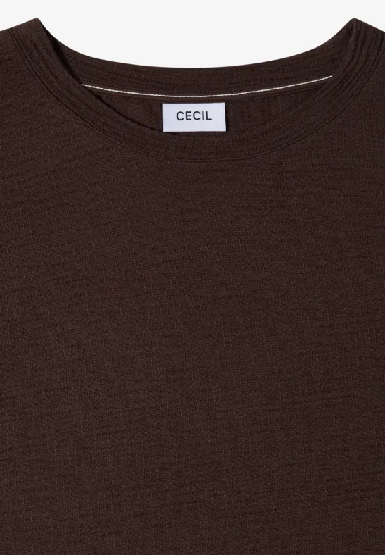 Strukturiertes Rundhals-T-Shirt mit Kurzarm
