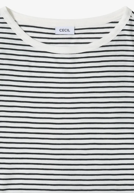 Gestreiftes T-Shirt mit U-Boot-Ausschnitt