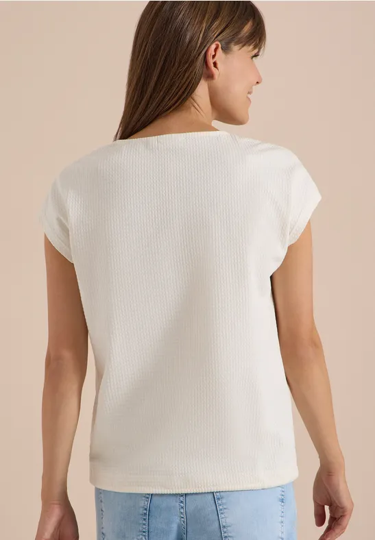 Strukturiertes V-Shirt mit Tunnelzug