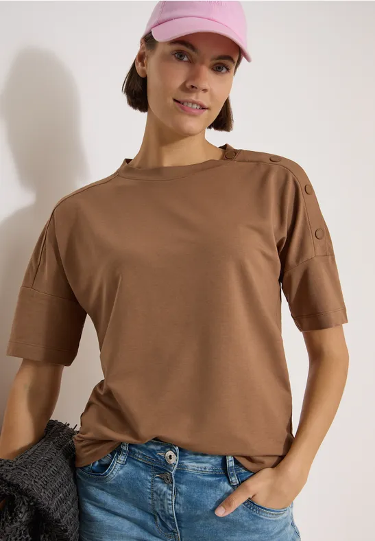 Kurzarmshirt mit überschnittenen Schultern