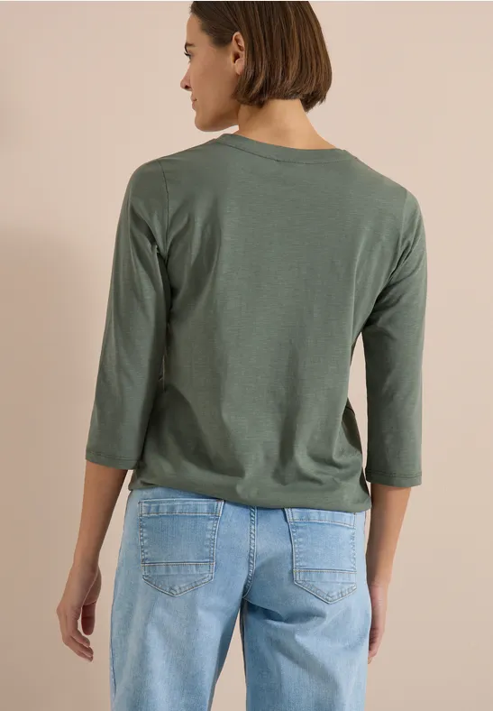 3/4-Arm Shirt mit Split Neck