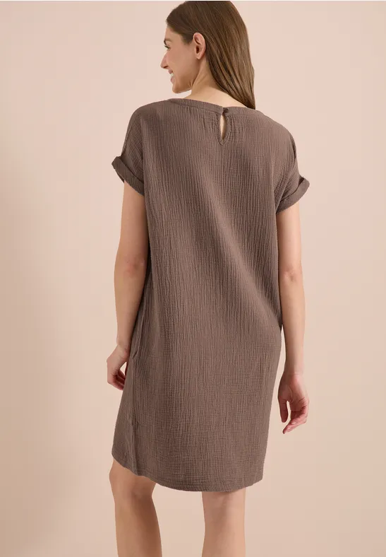 Atmungsaktives Musselin-Kleid mit Kurzarm