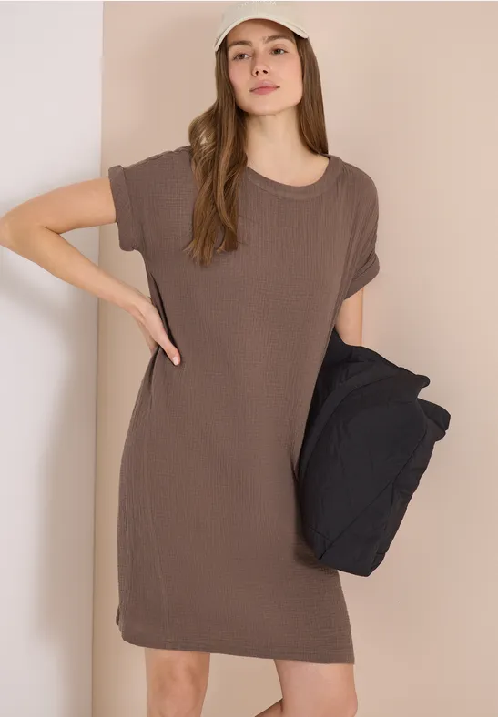 Atmungsaktives Musselin-Kleid mit Kurzarm