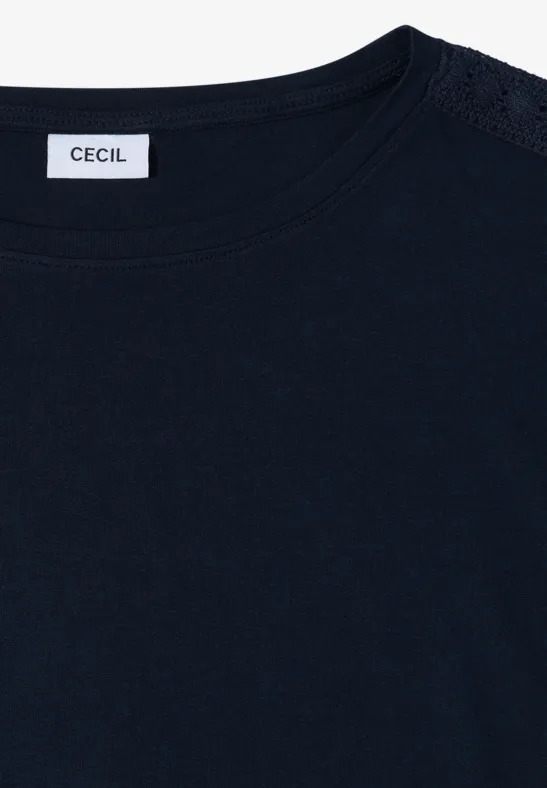 Softes Modal-T-Shirt mit Häkel-Details