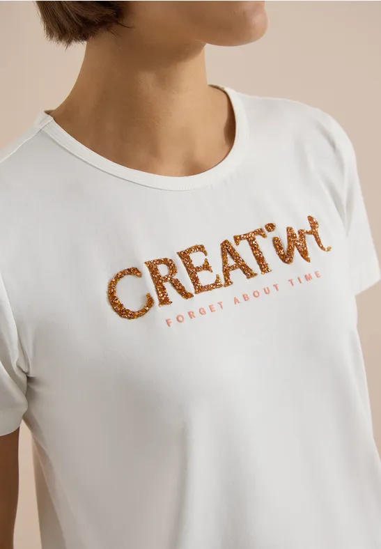 T-Shirt mit Glitzer-Schriftzug