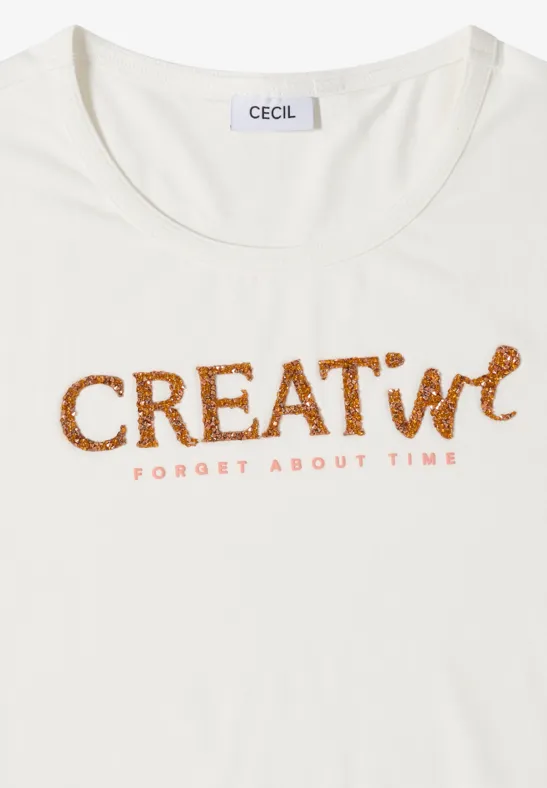 T-Shirt mit Glitzer-Schriftzug
