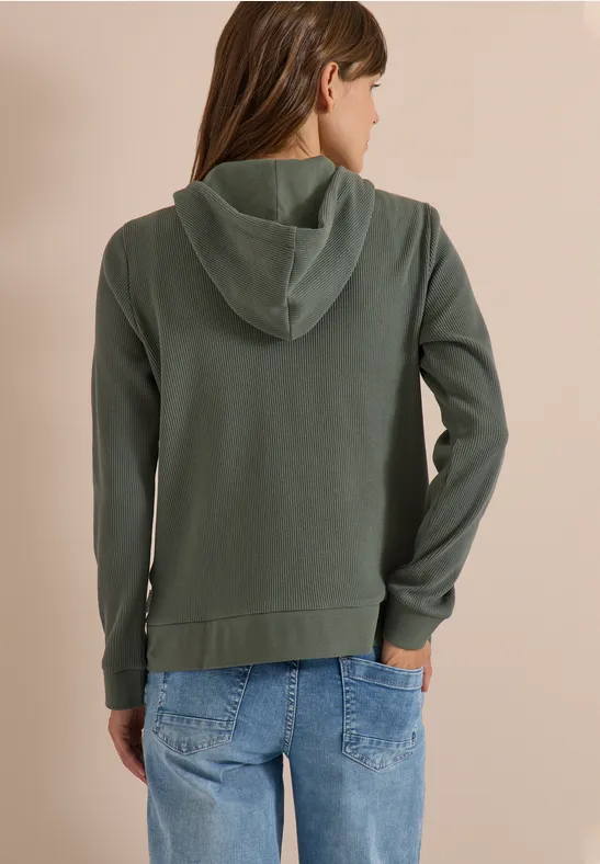 Strukturierte Kapuzenjacke mit Kordelzug