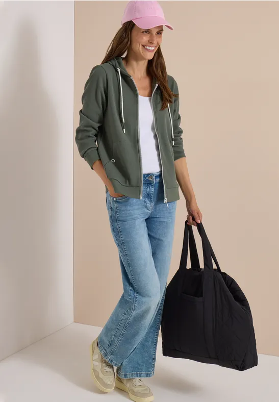 Strukturierte Kapuzenjacke mit Kordelzug