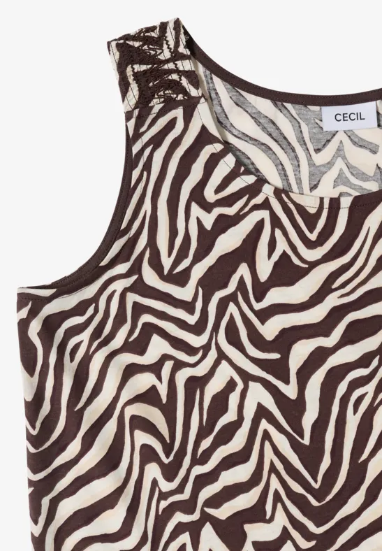 Zebra-Print Top mit Smok-Detail