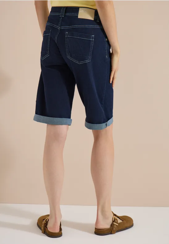 High-Waist Denim-Shorts mit weitem Bein