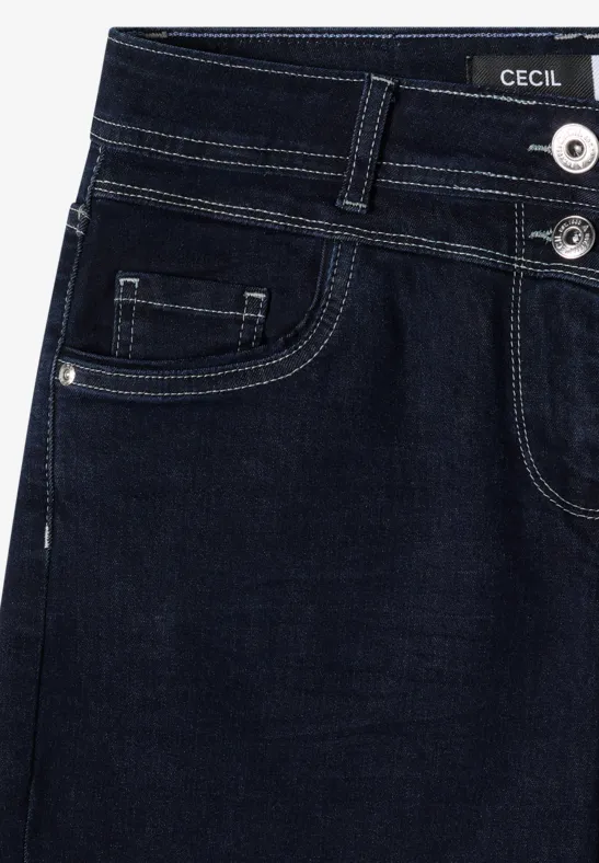 High-Waist Denim-Shorts mit weitem Bein