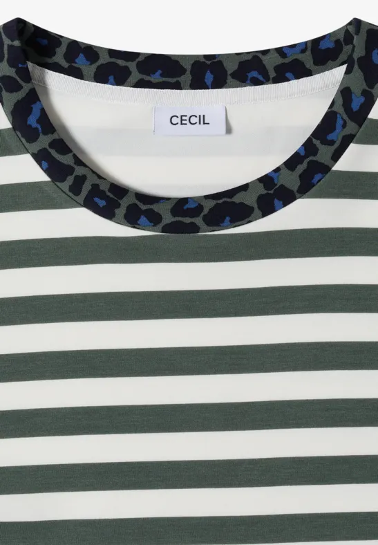 Gestreiftes Jerseyshirt mit Leo-Details