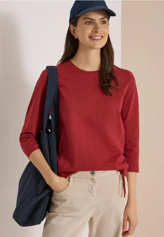 3/4-Arm Baumwollshirt mit Tunnelzug
