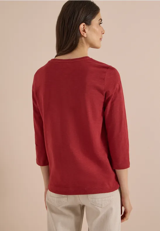 3/4-Arm Baumwollshirt mit Tunnelzug