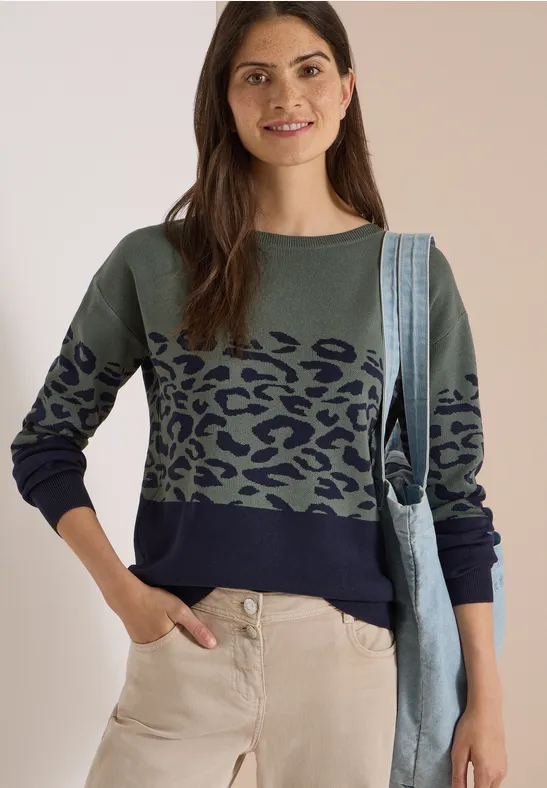 Strickpullover mit Leo-Jacquard-Muster