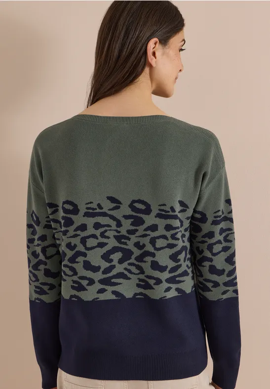 Strickpullover mit Leo-Jacquard-Muster