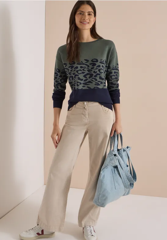 Strickpullover mit Leo-Jacquard-Muster