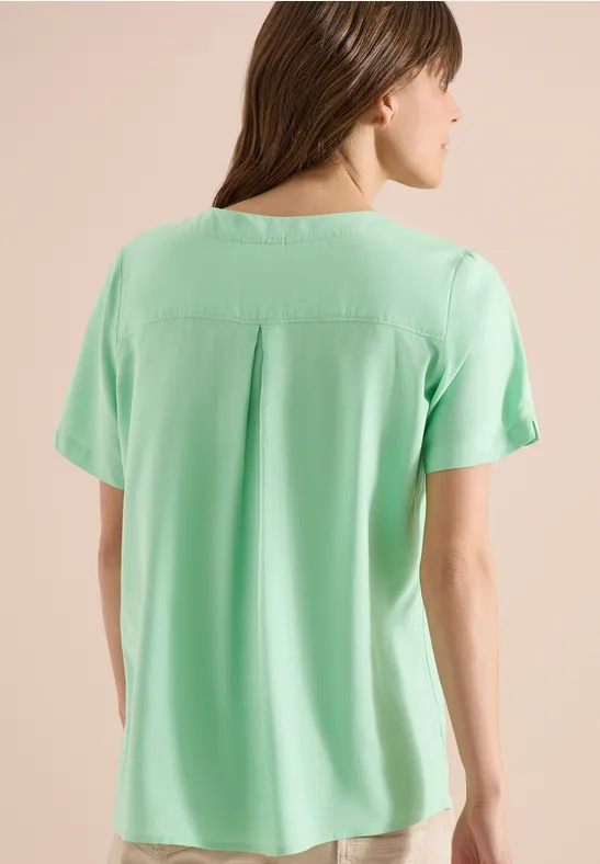 V-Ausschnitt Blusenshirt mit Knotendetail