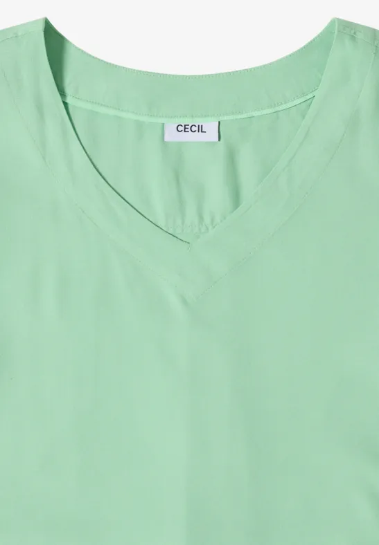 V-Ausschnitt Blusenshirt mit Knotendetail
