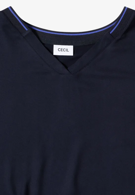 Strukturiertes Blusenshirt mit V-Ausschnitt