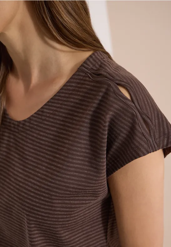 Gestreiftes T-Shirt mit Cut-Out-Schultern