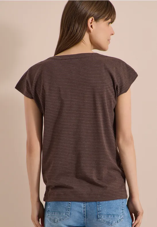 Gestreiftes T-Shirt mit Cut-Out-Schultern