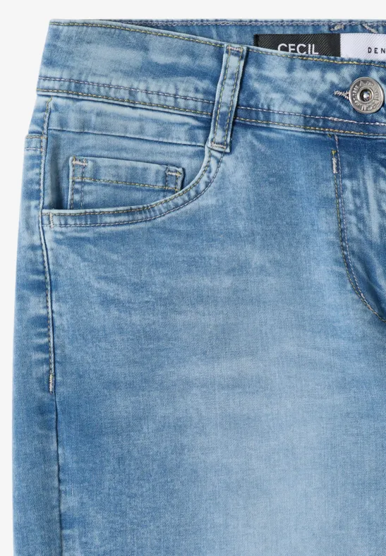 Verkürzte High-Waist-Jeans mit weitem Bein