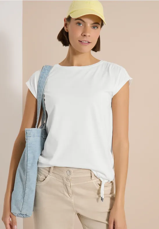 T-Shirt mit U-Boot-Ausschnitt und Tunnelzug