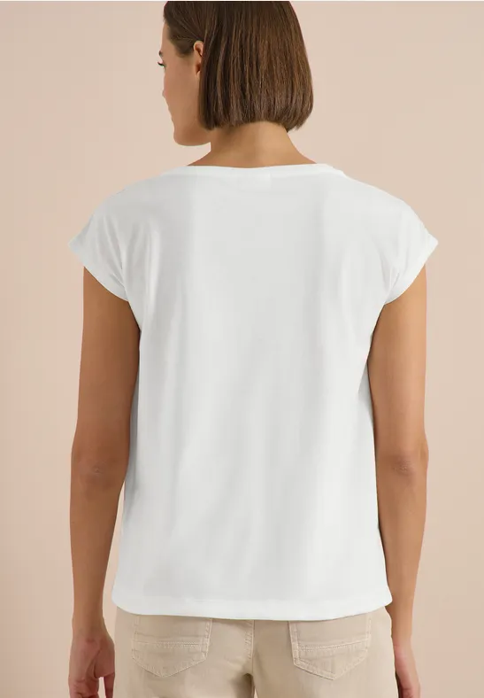 T-Shirt mit U-Boot-Ausschnitt und Tunnelzug