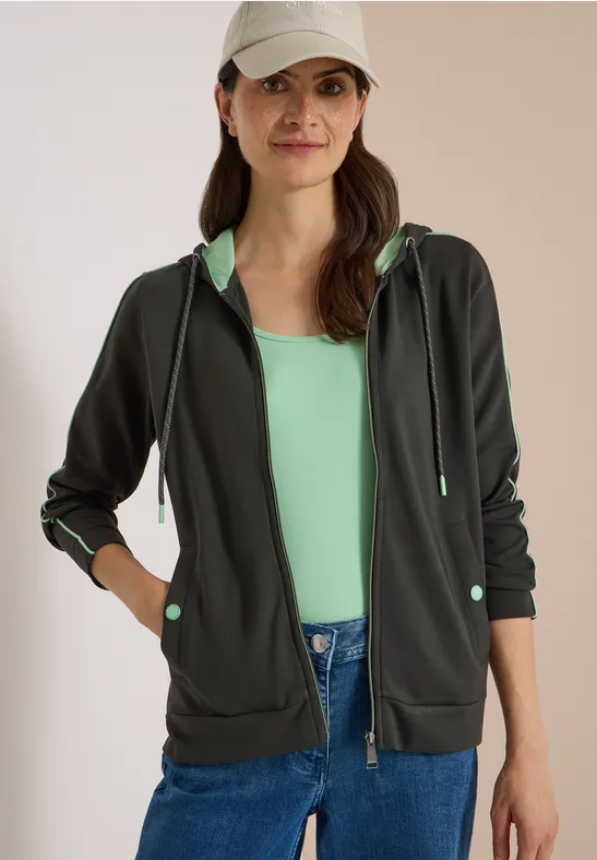 Sportliche Kapuzenjacke mit Kontrast-Details