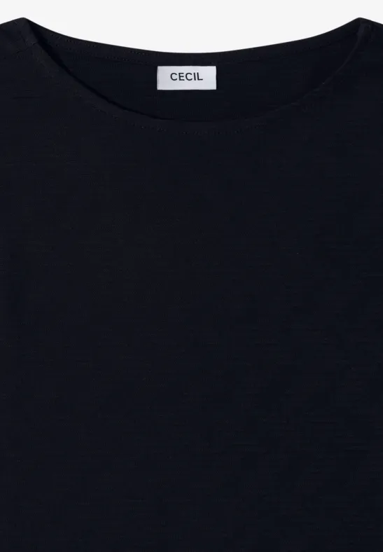 Strukturiertes T-Shirt mit U-Boot-Ausschnitt